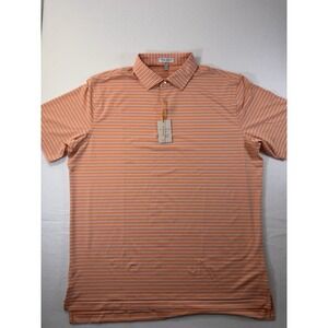 Peter Millar Summer Comfort Polo Mens XL Orange Striped UPF Golf Outdoor NWT
